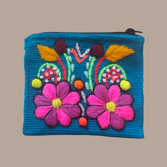 Embroidered Purse - Turquoise