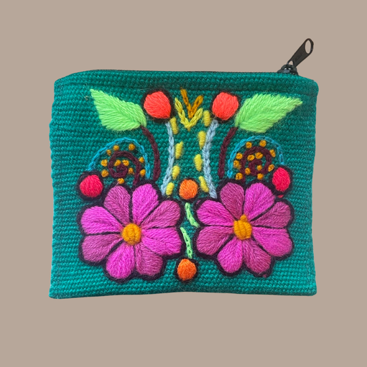 Embroidered Purse - Green