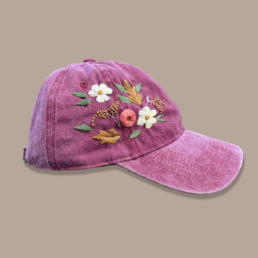 Embroidered Cap - Burgundy