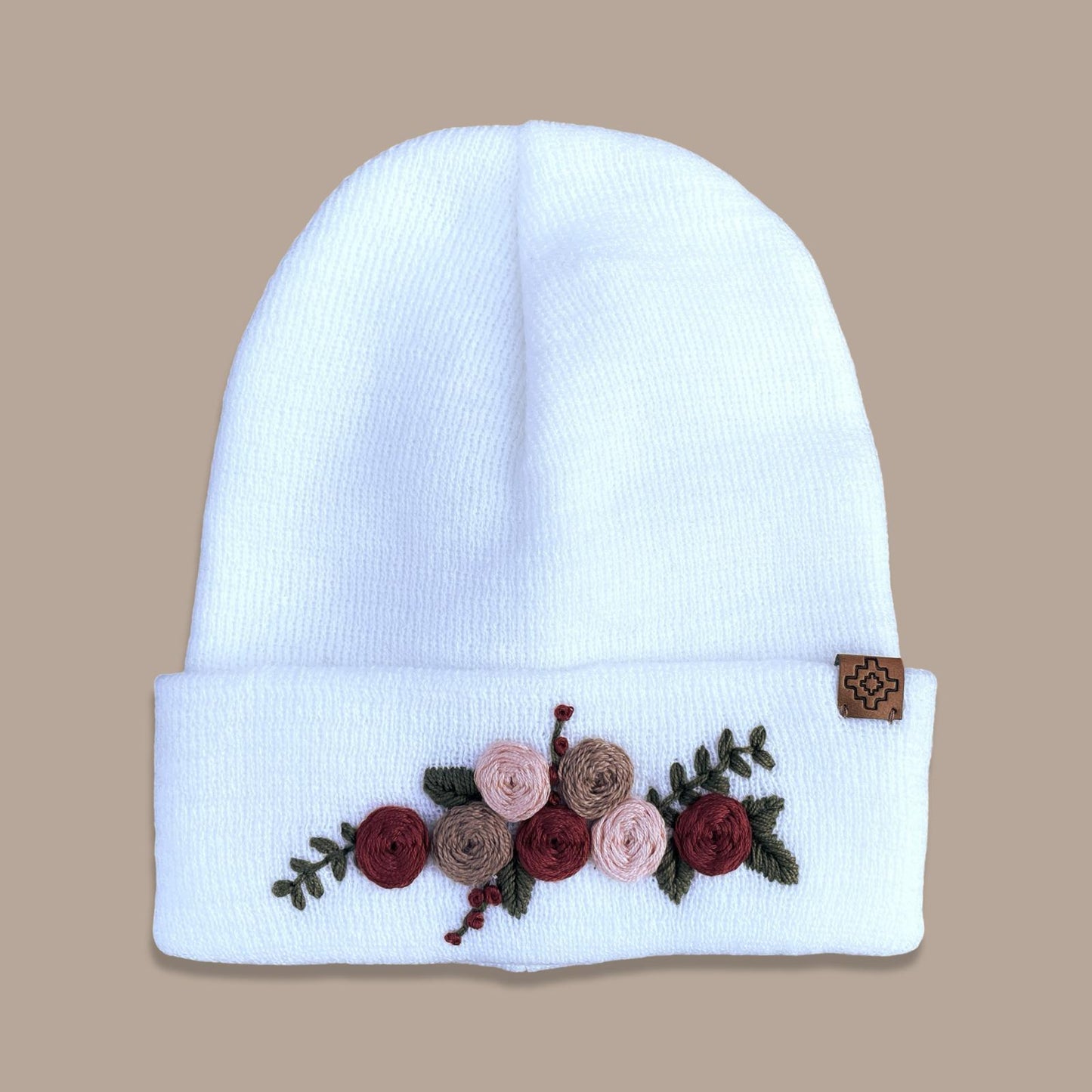 Embroidered Wool Beanie - Ivory